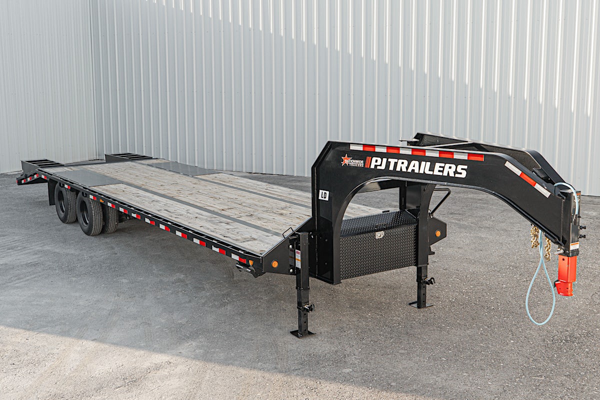 PJ Trailers 32'x102" Gooseneck Low Pro Flatbed Trailer w/ Duals (LD) - Image 1