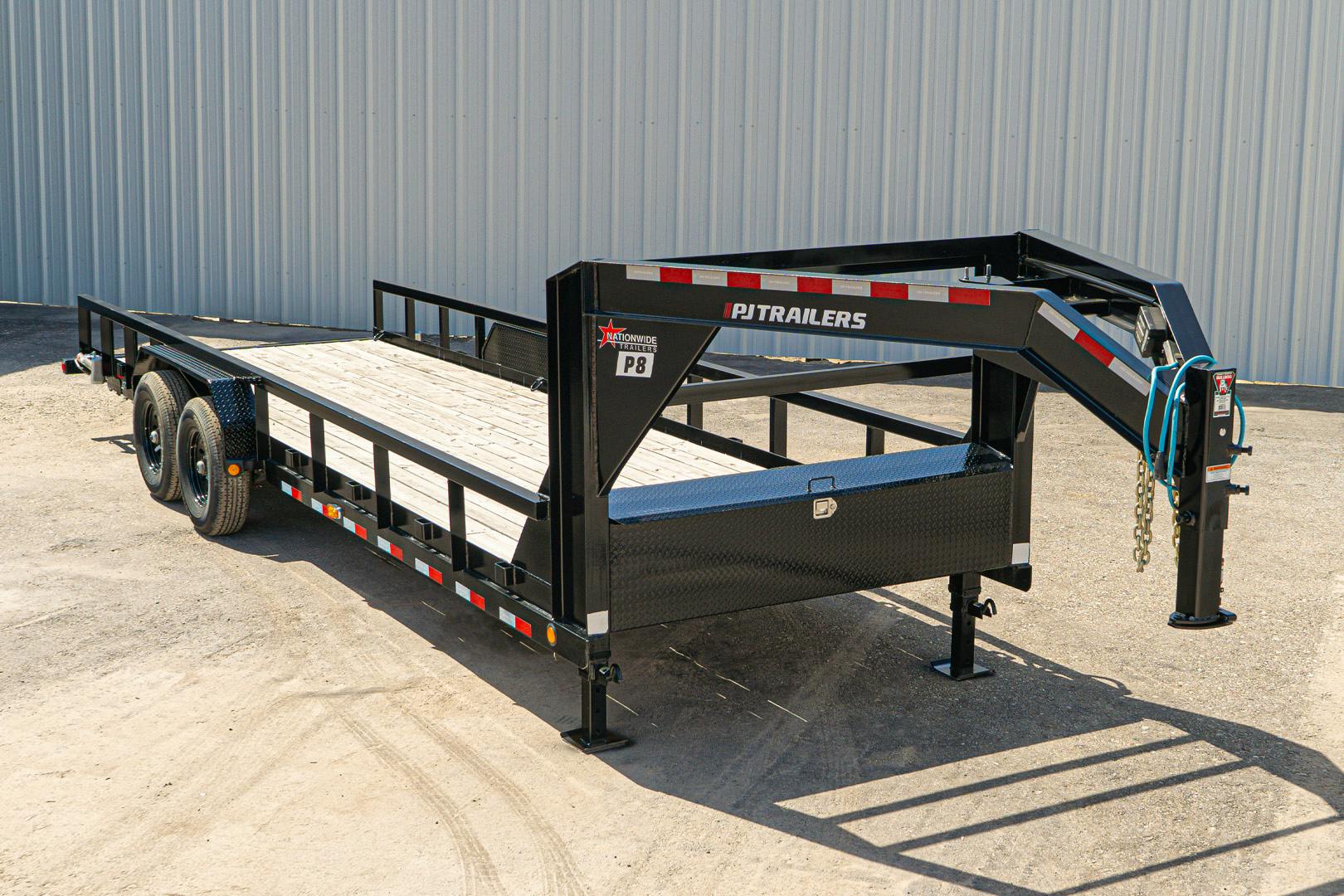 PJ Trailers 24'x83" Gooseneck Angle Pipetop Equipment Trailer (P8) - Stock #72586 - Image 1 of 22