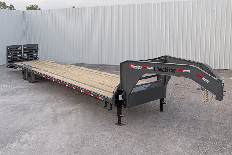 LoneStar 40ftx102in Gooseneck Lo Pro Flatbed Trailer w  Singles  LS