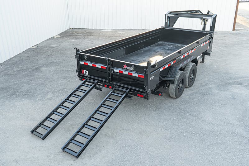 PJ Trailers 16ftx83in Gooseneck Low Pro Dump Trailer w  2ft Sides  DL