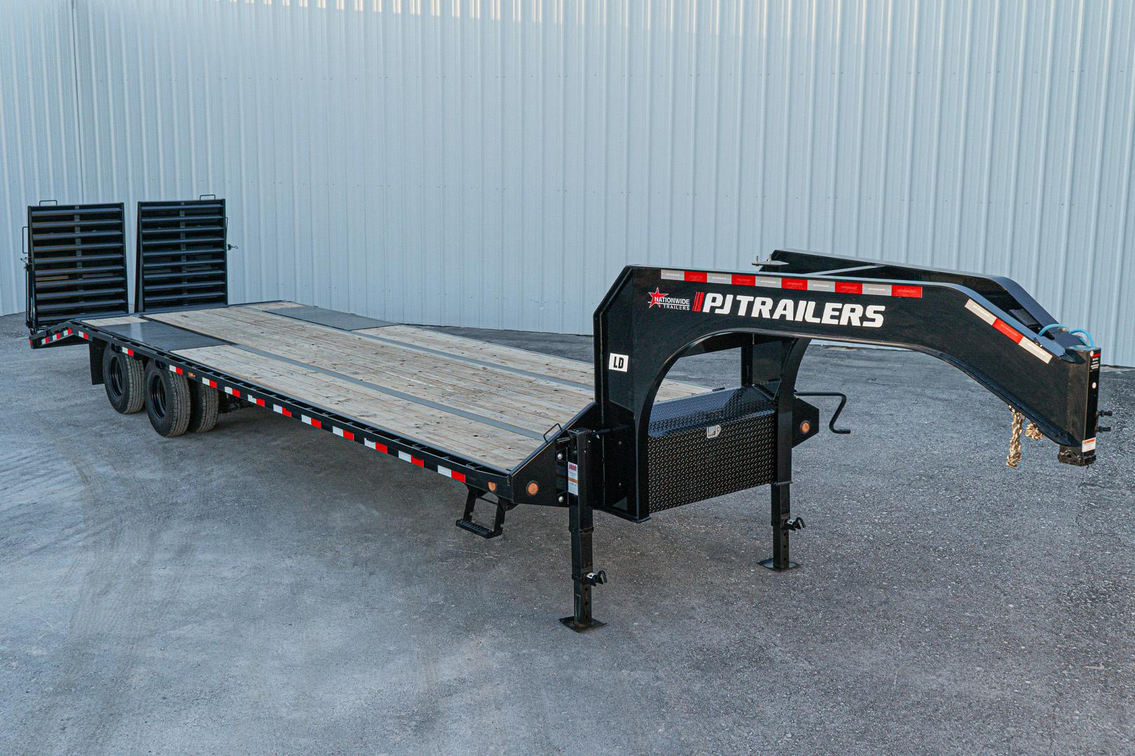 PJ Trailers 32'x102" Gooseneck Low Pro Flatbed Trailer w/ Duals (LD) - Image 1