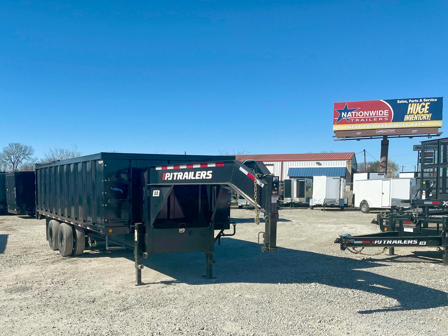 PJ Trailers USED 20'x96" Gooseneck Dual Dump Trailer w/ 4' Sides (DD) - Stock #78683 - Image 1 of 5