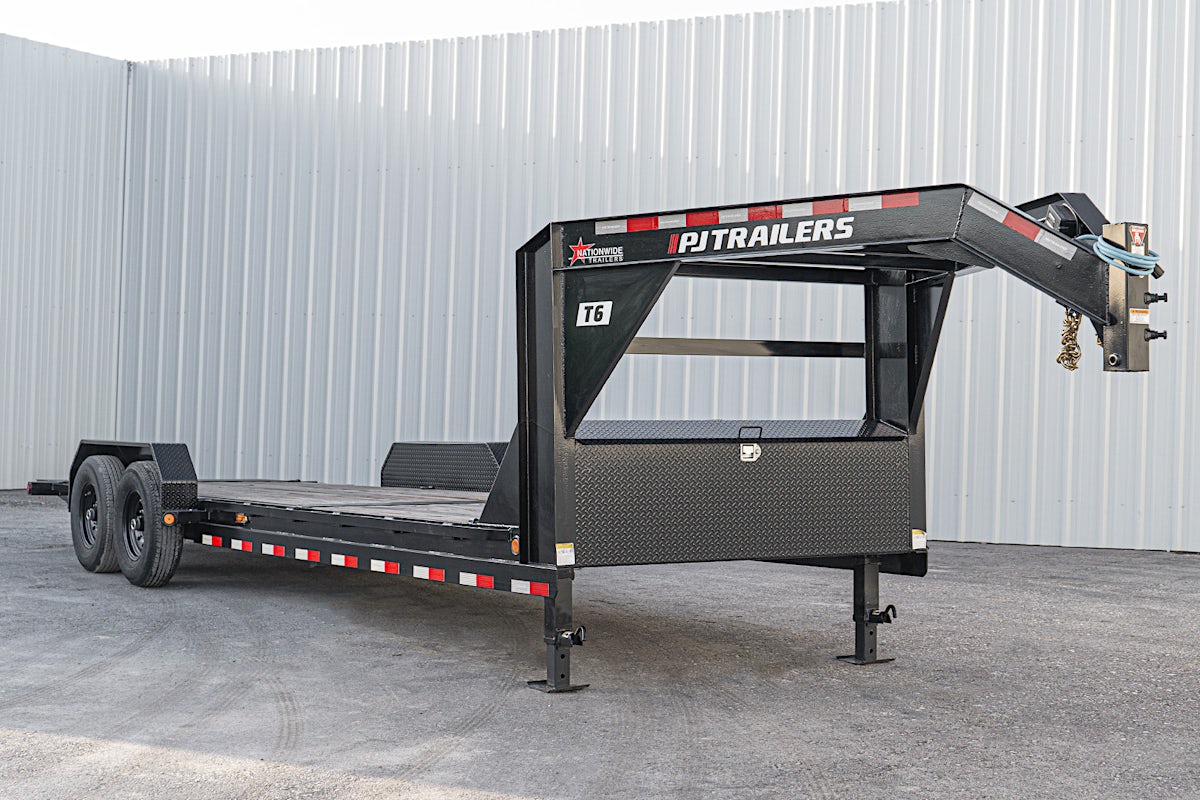 PJ Trailers 24'x82" Gooseneck 6" Channel Equipment Gravity Tilt Trailer (T6) - Image 3