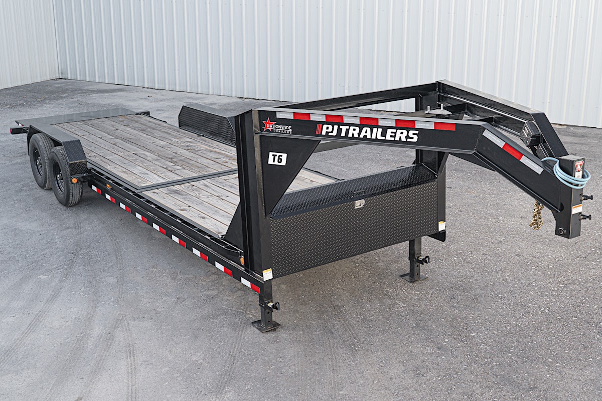 PJ Trailers 24'x82" Gooseneck 6" Channel Equipment Gravity Tilt Trailer (T6) - Image 7