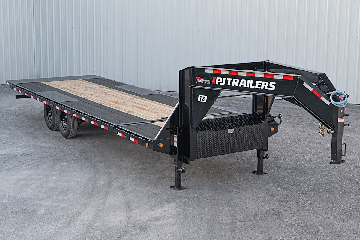 PJ Trailers 26'x102" Gooseneck Deckover Power Tilt Trailer (T8) - Image 3