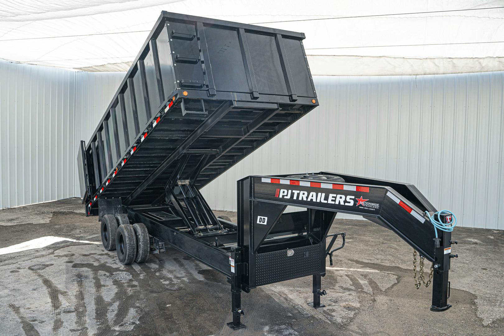 PJ Trailers 20'x96" Gooseneck Dual Dump Trailer w/ 4' Sides (DD) - Image 1