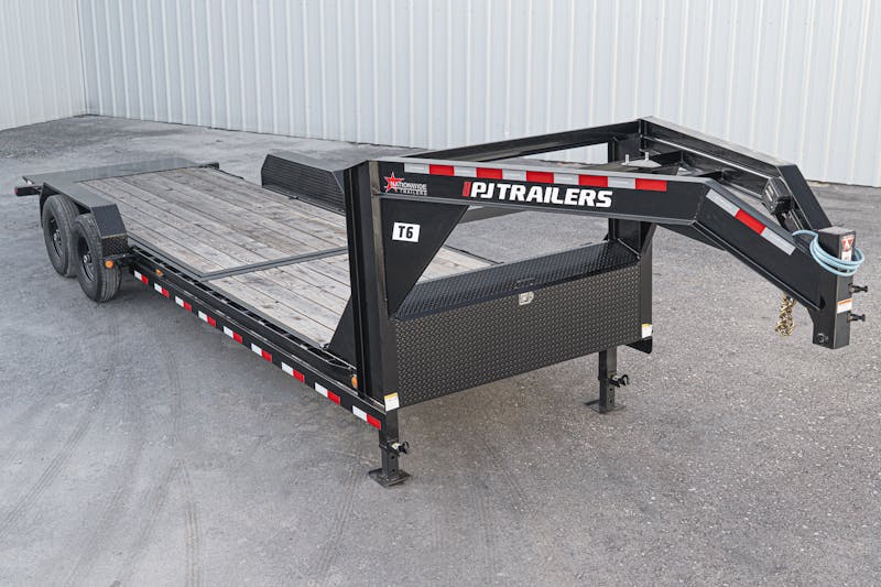 PJ Trailers 24ftx82in Gooseneck 6in Channel Equipment Gravity Tilt Trailer  T6
