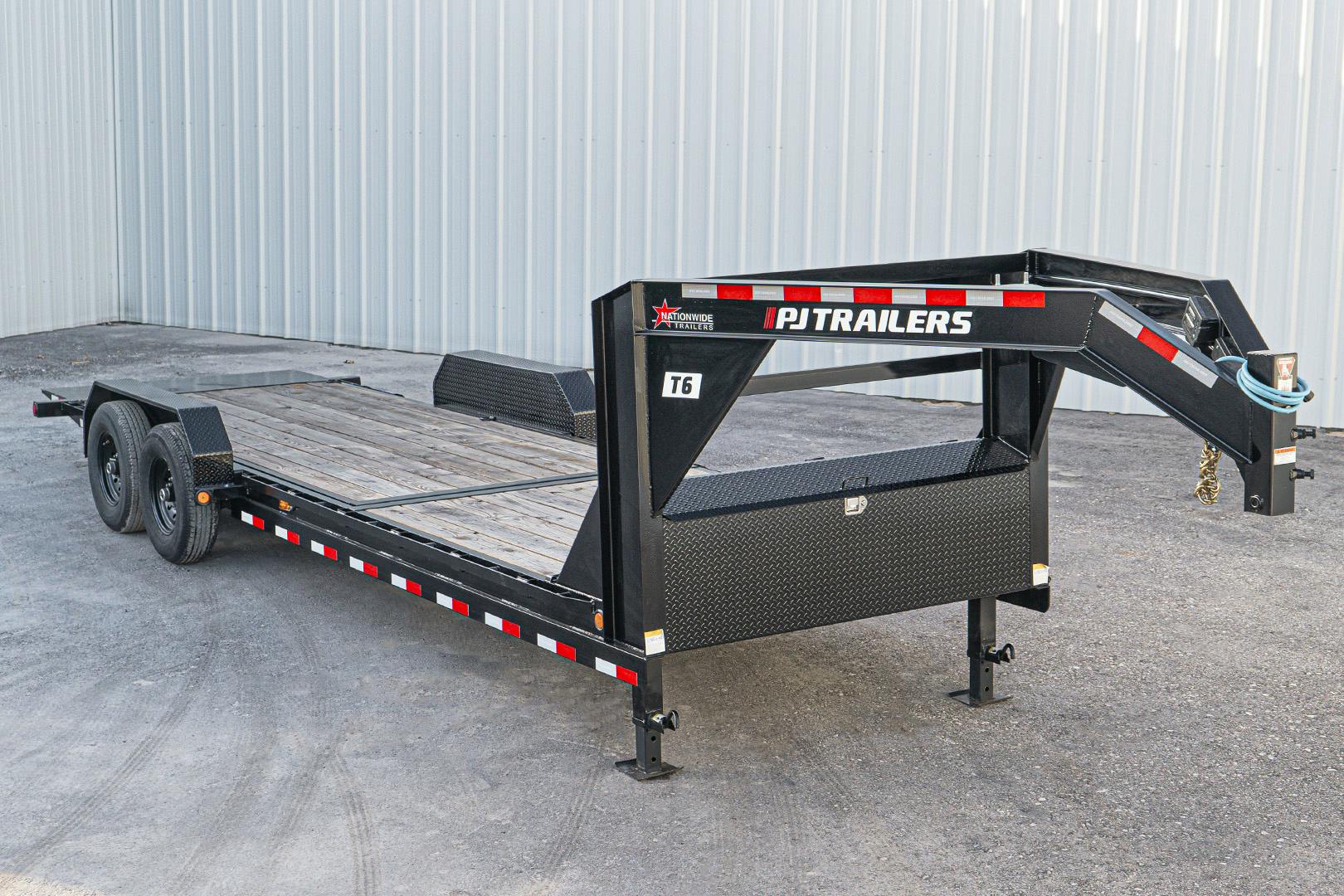 PJ Trailers 24'x82" Gooseneck 6" Channel Equipment Gravity Tilt Trailer (T6) - Image 2