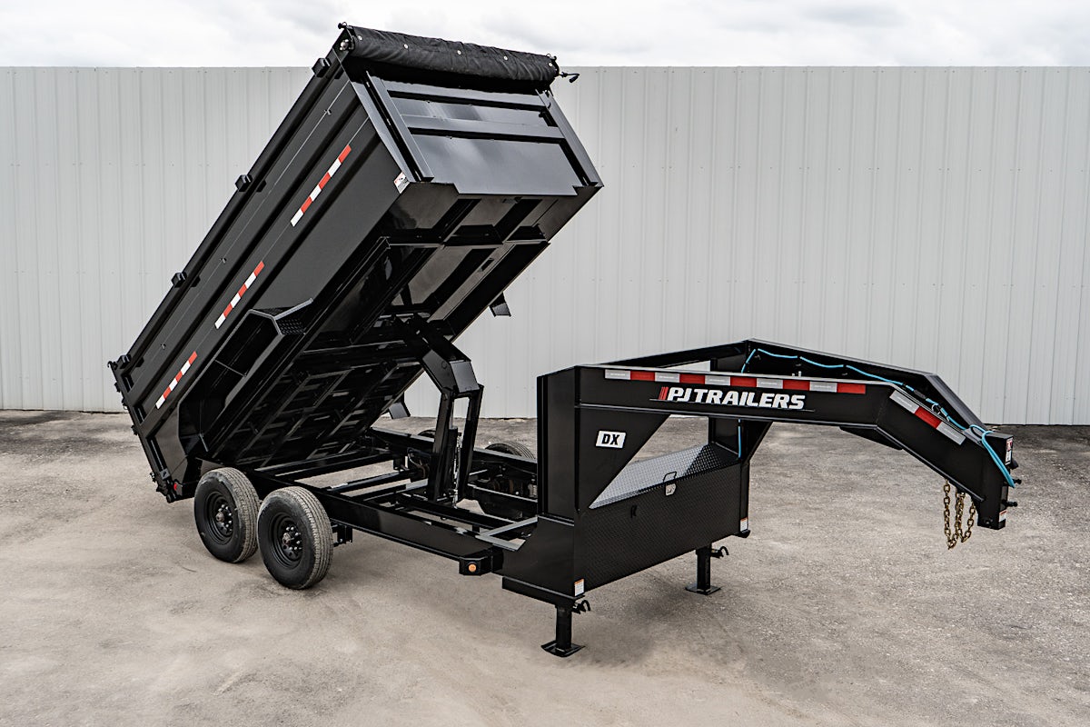 PJ Trailers 14'x83" 18k GN Low Pro Dump Trailer w/ 4' Sides (DX) - Image 1