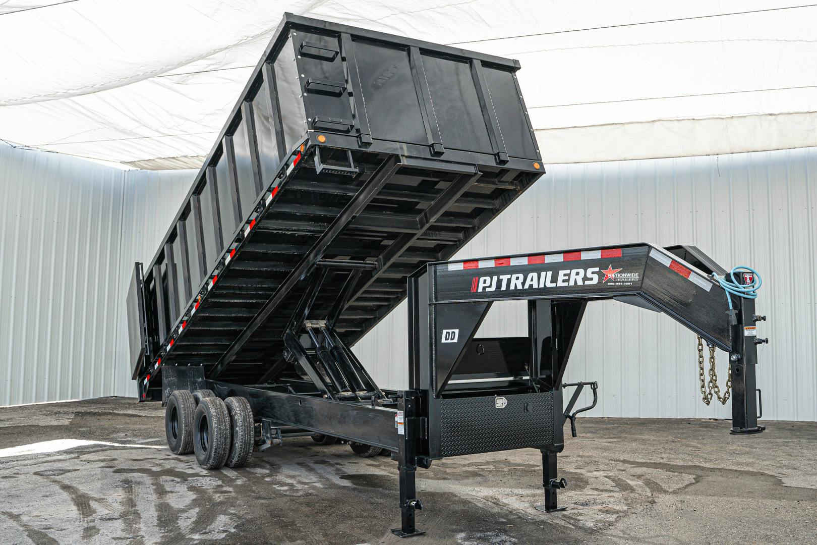 PJ Trailers 20'x96" Gooseneck Dual Dump Trailer w/ 4' Sides (DD) - Image 3