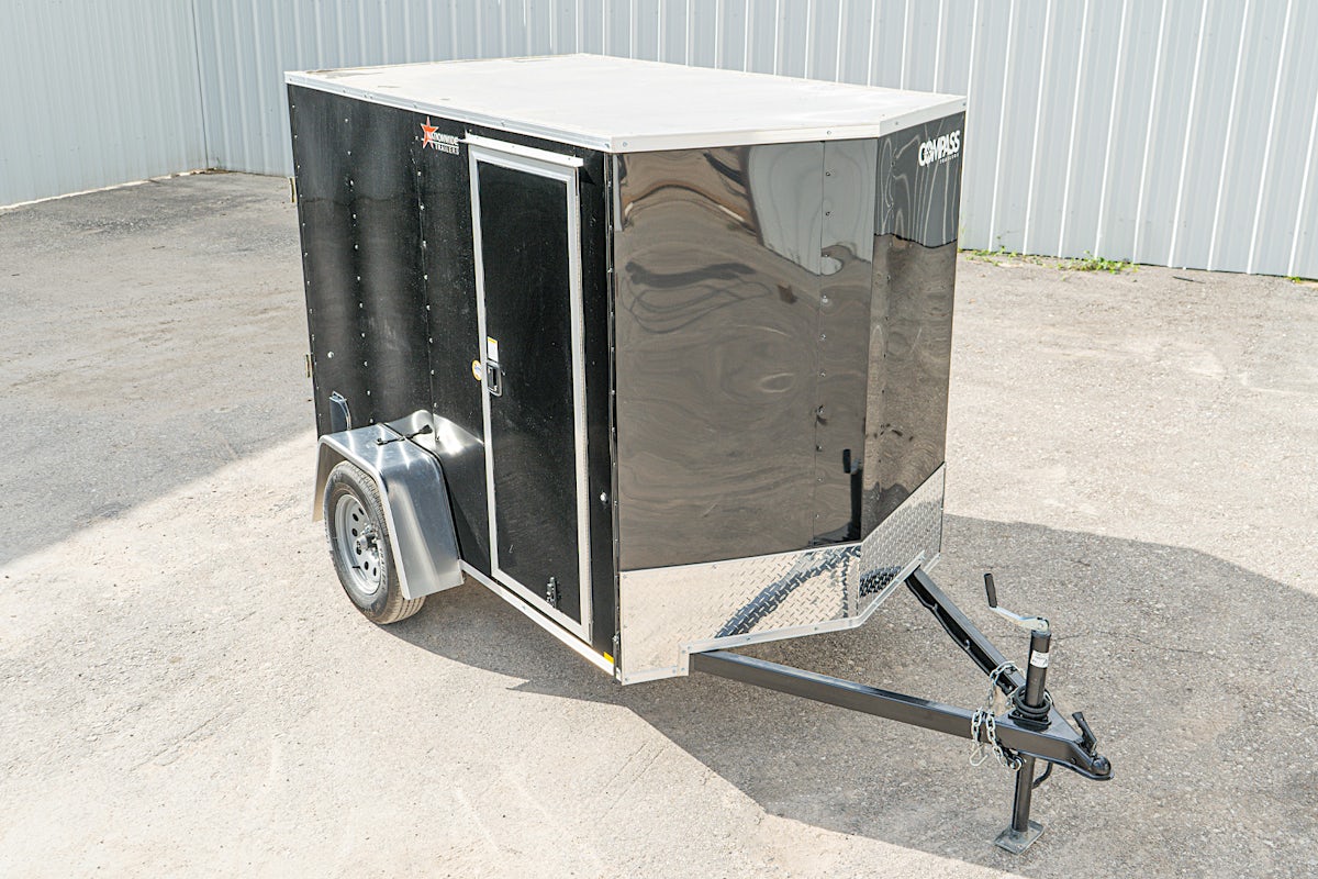 Compass 5'x8' Enclosed Cargo Trailer w/ Rear Ramp Door (C1) - Stock #83666 - Image 1 of 16 Compass 5'x8' Enclosed Cargo Trailer w/ Rear Ramp Door (C1) - Stock #83666 - Image 1 of 16