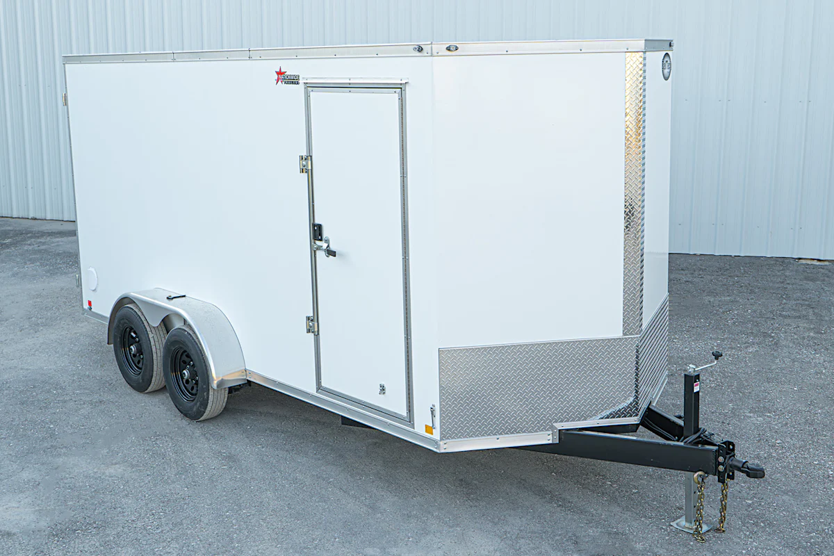 CellTech 7'x16' All-Steel Enclosed Cargo Trailer w/ Rear Barn Doors (C2) - Stock #85375 - Image 1 of 19 CellTech 7'x16' All-Steel Enclosed Cargo Trailer w/ Rear Barn Doors (C2) - Stock #85375 - Image 1 of 19