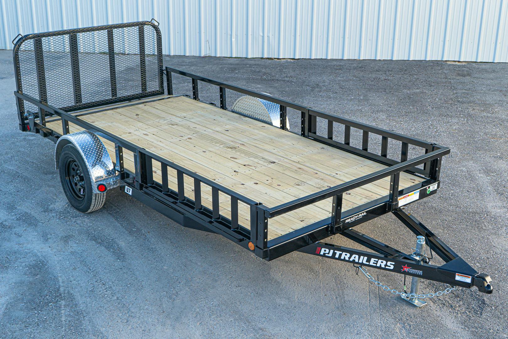 PJ Trailers 14'x77" Single Axle 4" Channel Utility Trailer (U7) - Stock #85815 - Image 1 of 16