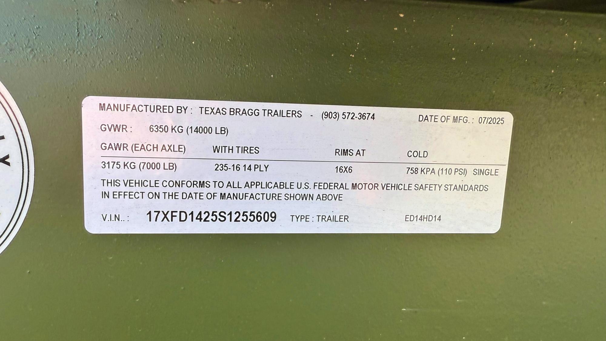 Texas Bragg 14'x83" Medium Duty Dump Trailer w/ 2ft Sides