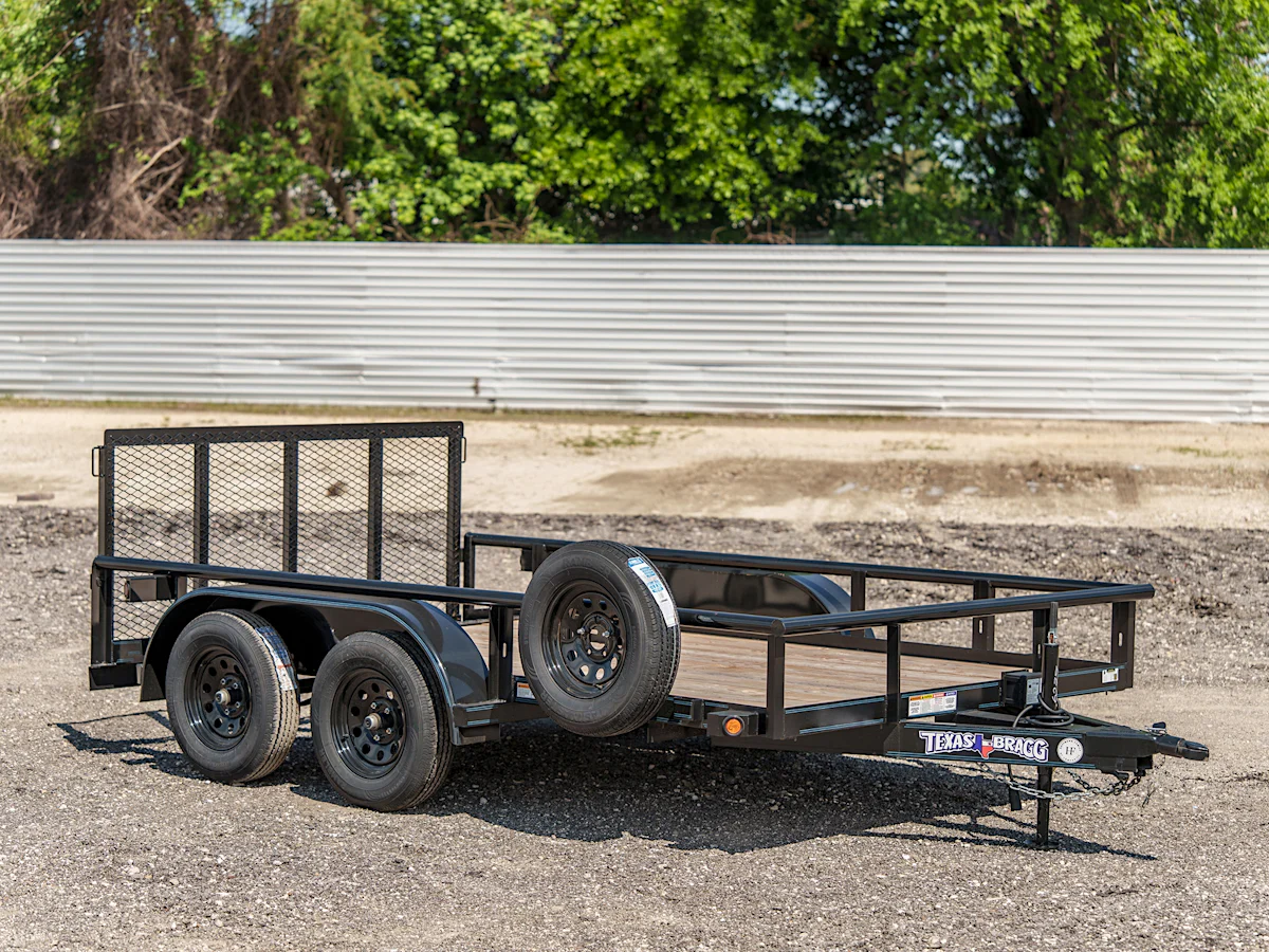 Texas Bragg 12'x83" Utility Trailer w/ 3' Gate & 2' Dovetail (U2) - Stock #86364 - Image 1 of 4 Texas Bragg 12'x83" Utility Trailer w/ 3' Gate & 2' Dovetail (U2) - Stock #86364 - Image 1 of 4