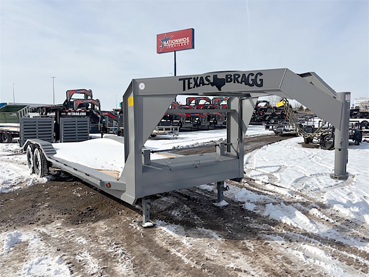 Texas Bragg 24'x102" Gooseneck Equipment Trailer w/ 4' Dovetail - Stock #86521 - Image 1 of 7 Texas Bragg 24'x102" Gooseneck Equipment Trailer w/ 4' Dovetail - Stock #86521 - Image 1 of 7
