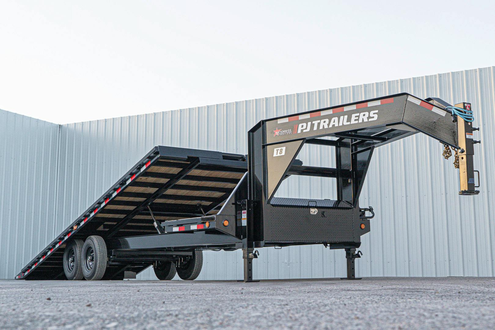 PJ Trailers 26'x102" Gooseneck Deckover Power Tilt Trailer (T8) - Image 17