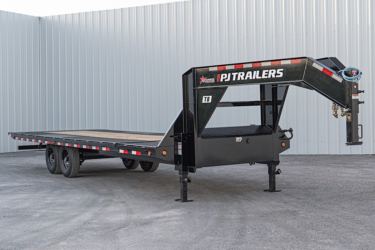 PJ Trailers 26'x102" Gooseneck Deckover Power Tilt Trailer (T8) - Image 4