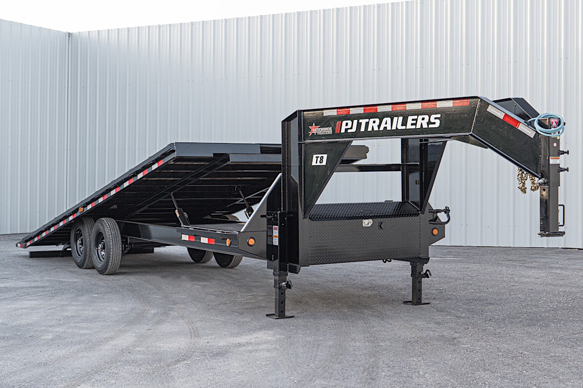 PJ Trailers 26'x102" Gooseneck Deckover Power Tilt Trailer (T8) - Image 1