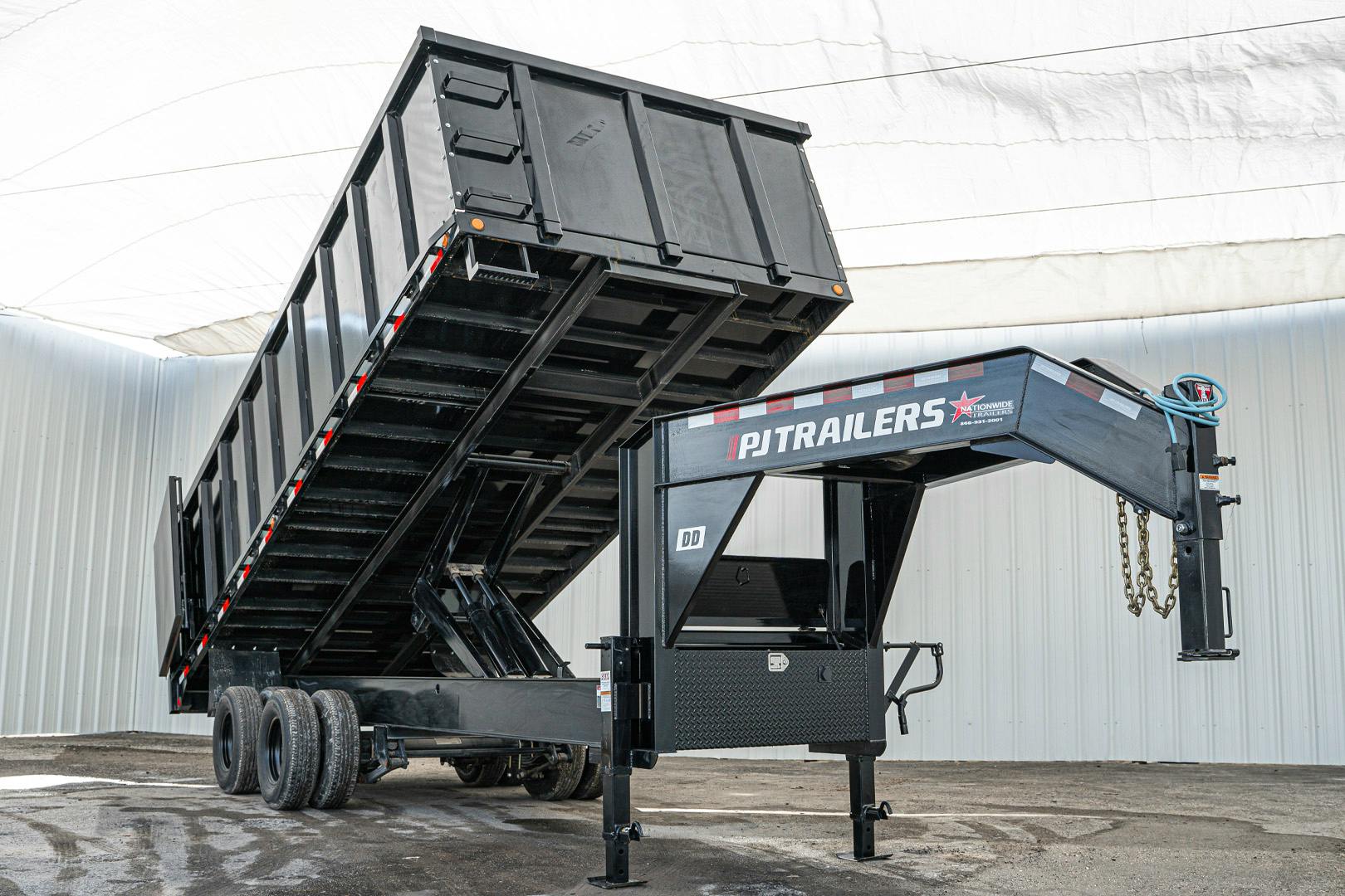 PJ Trailers 20'x96" Gooseneck Dual Dump Trailer w/ 4' Sides (DD) - Image 5