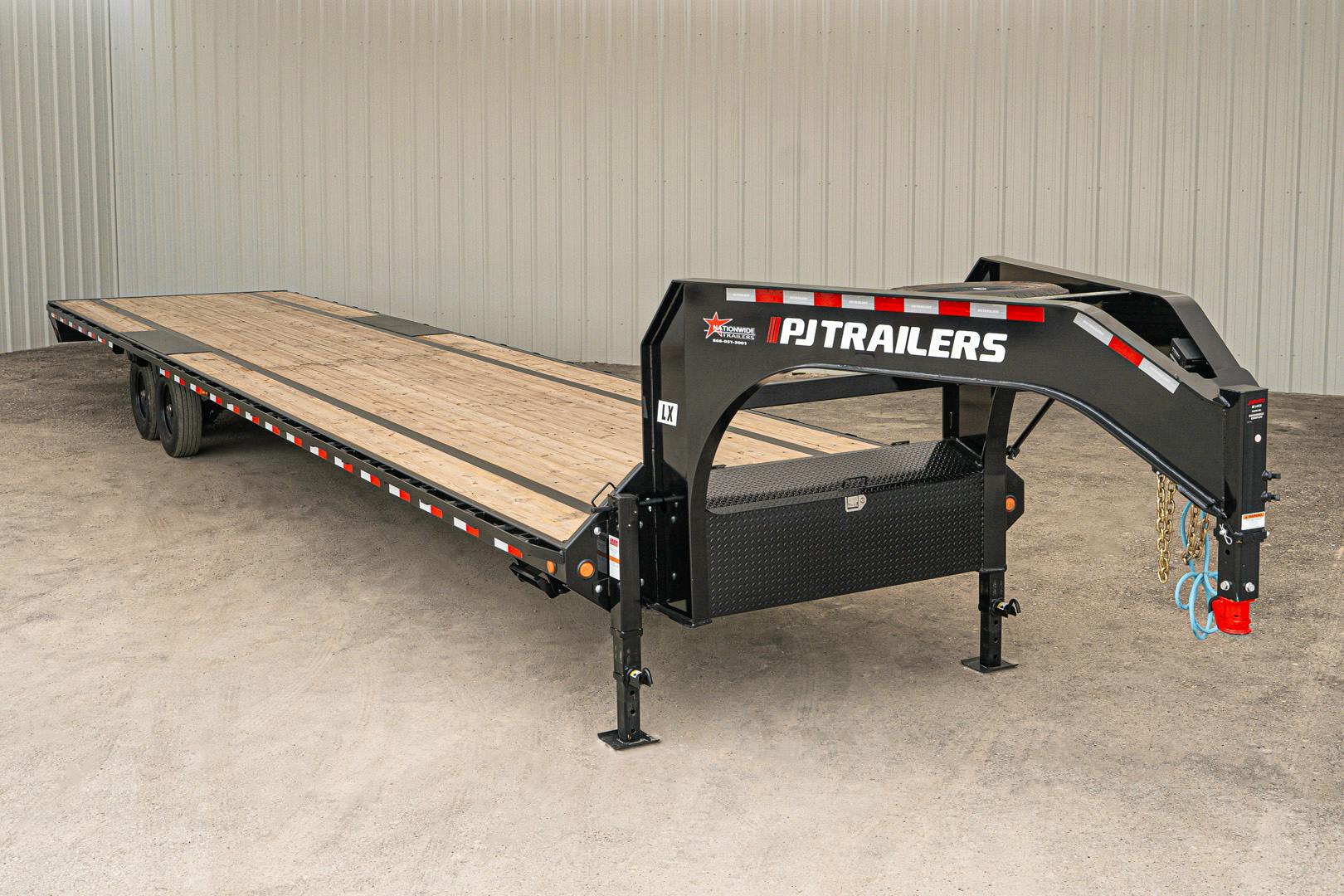 PJ Trailers 40'x102" 18k Gooseneck Flatbed Trailer w/ Singles (LX) - Image 1