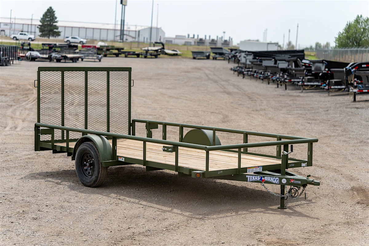Texas Bragg 14'x77" Utility Trailer w/ 4' Gate (U1) - Stock #87264 - Image 1 of 8 Texas Bragg 14'x77" Utility Trailer w/ 4' Gate (U1) - Stock #87264 - Image 1 of 8