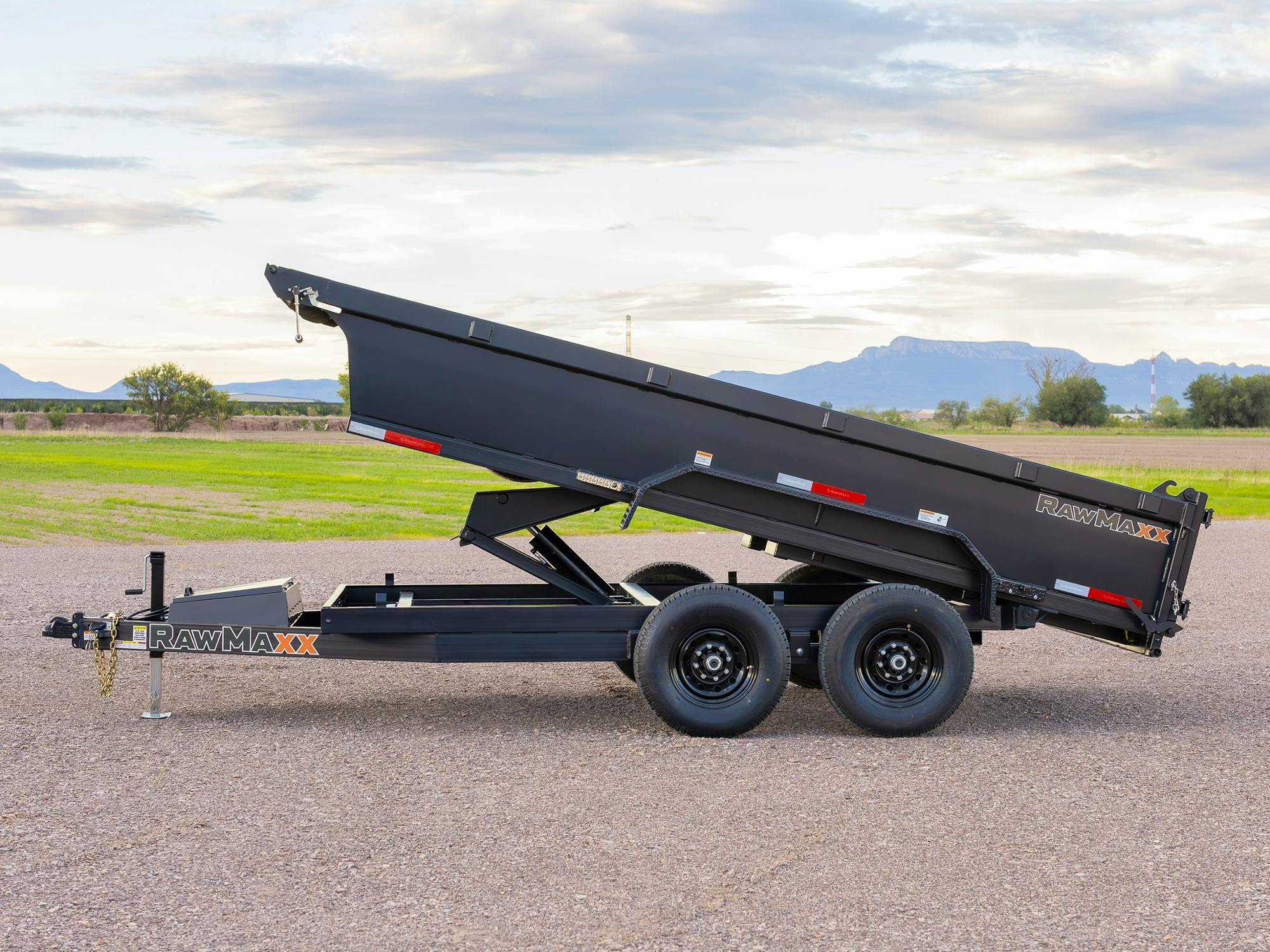 RawMaxx 14'x83" Scissor Lift Dump Trailer w/ 2' Sides (PKX) - Stock #87378 - Image 2 of 14