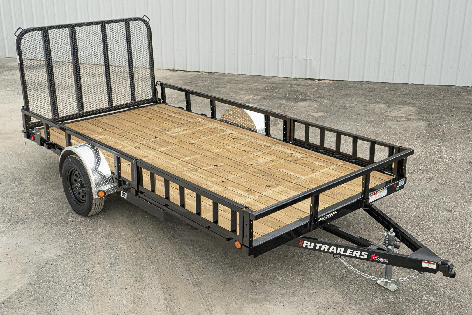 PJ Trailers 14'x83" Single Axle 4" Channel Utility Trailer (U8) - Stock #87640 - Image 1 of 19
