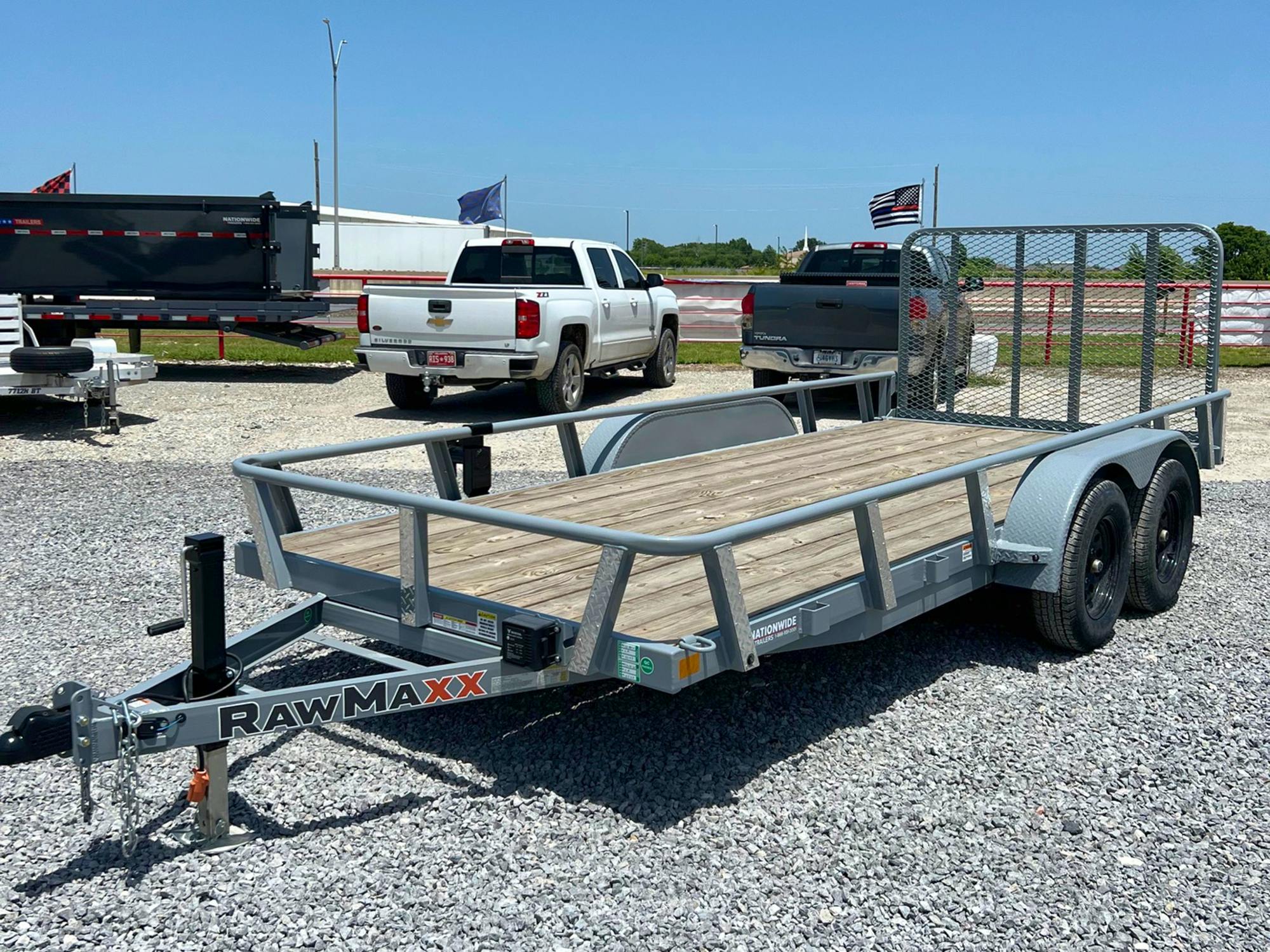 RawMaxx 16'x77" Tandem Axle Utility Trailer w/ 4ft Ramp Gate (UTX) - Stock #87860 - Image 2 of 5