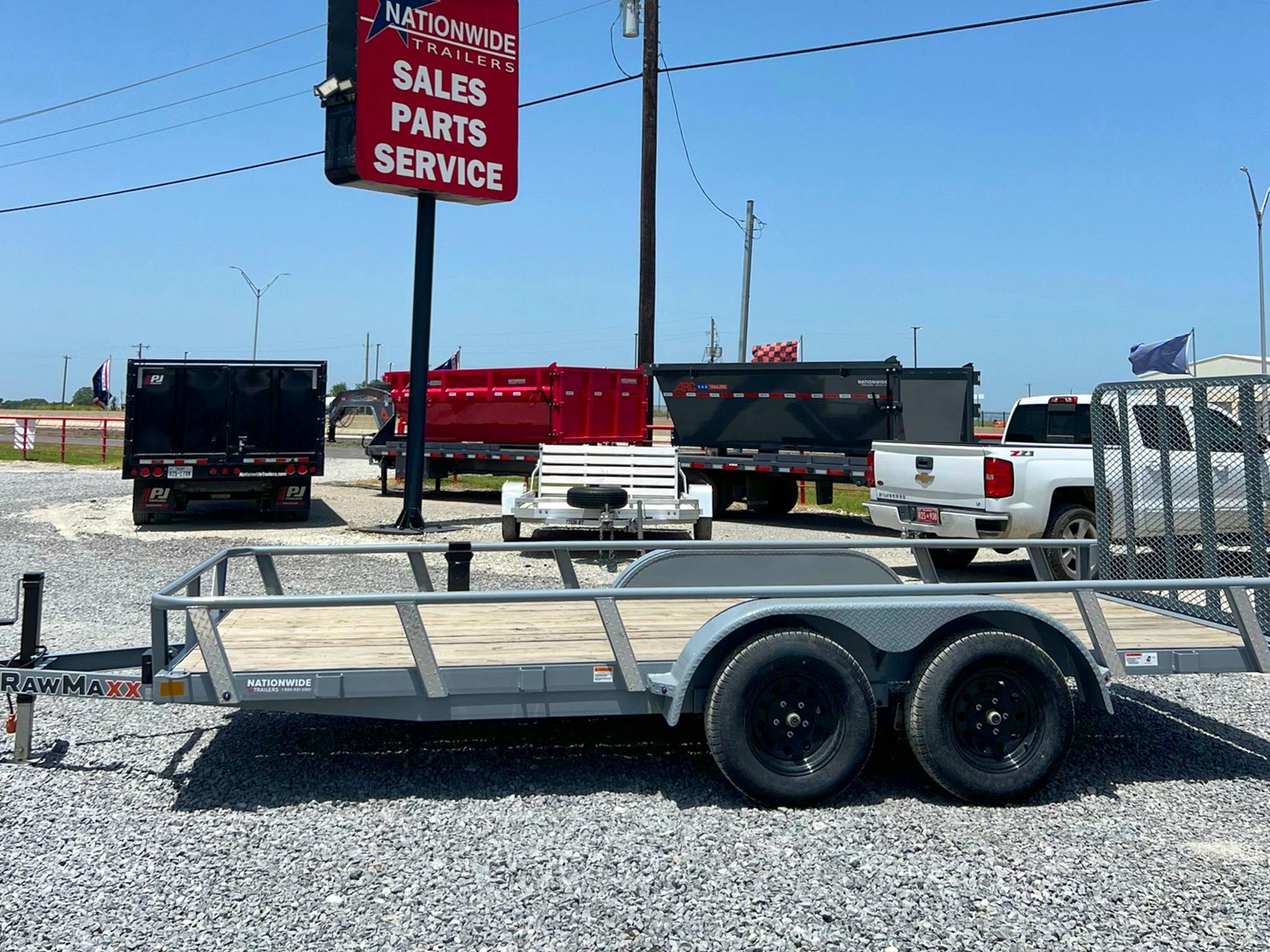 RawMaxx 16'x77" Tandem Axle Utility Trailer w/ 4ft Ramp Gate (UTX) - Stock #87860 - Image 3 of 5