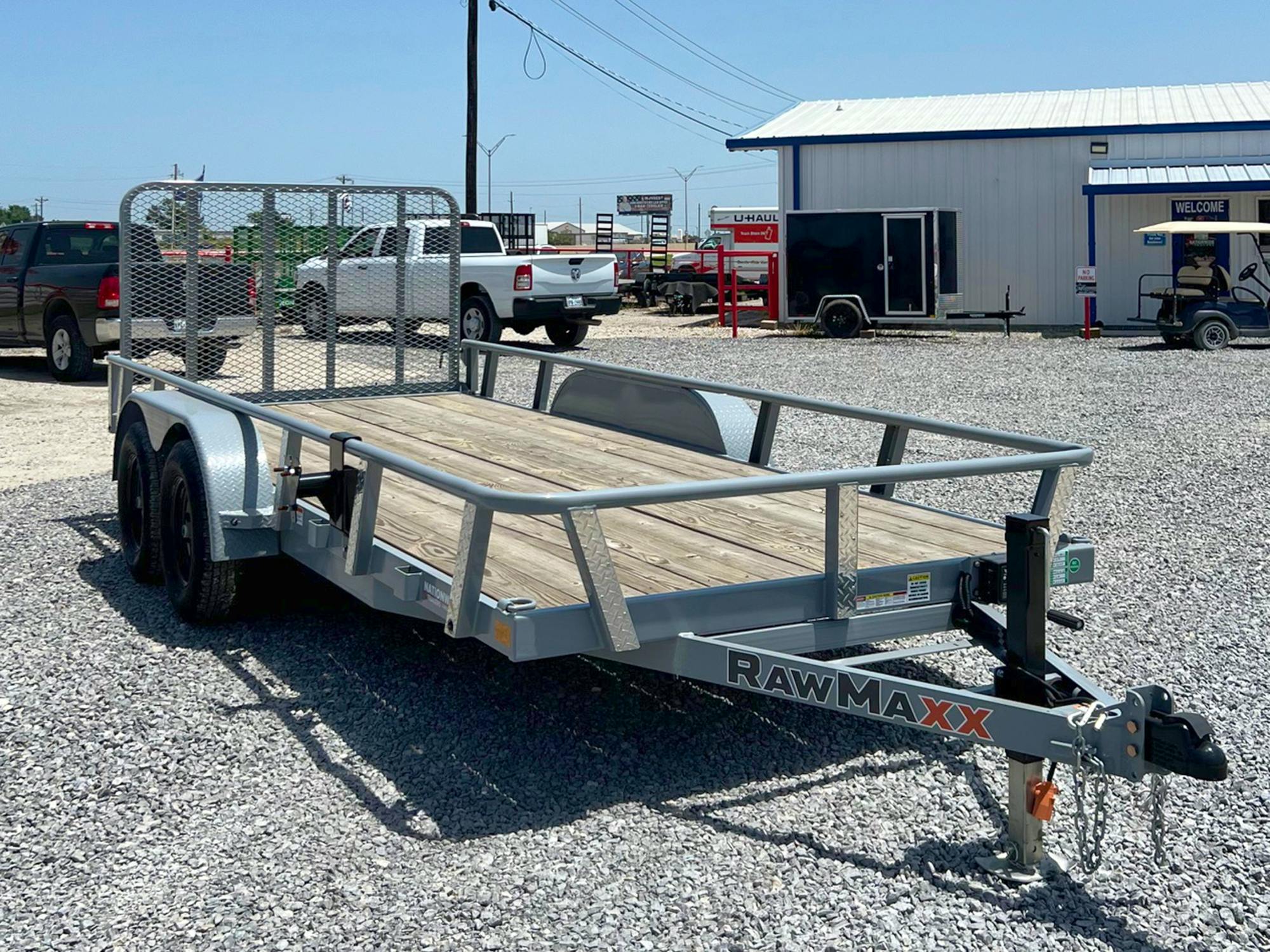 RawMaxx 16'x77" Tandem Axle Utility Trailer w/ 4ft Ramp Gate (UTX) - Stock #87916 - Image 1 of 5