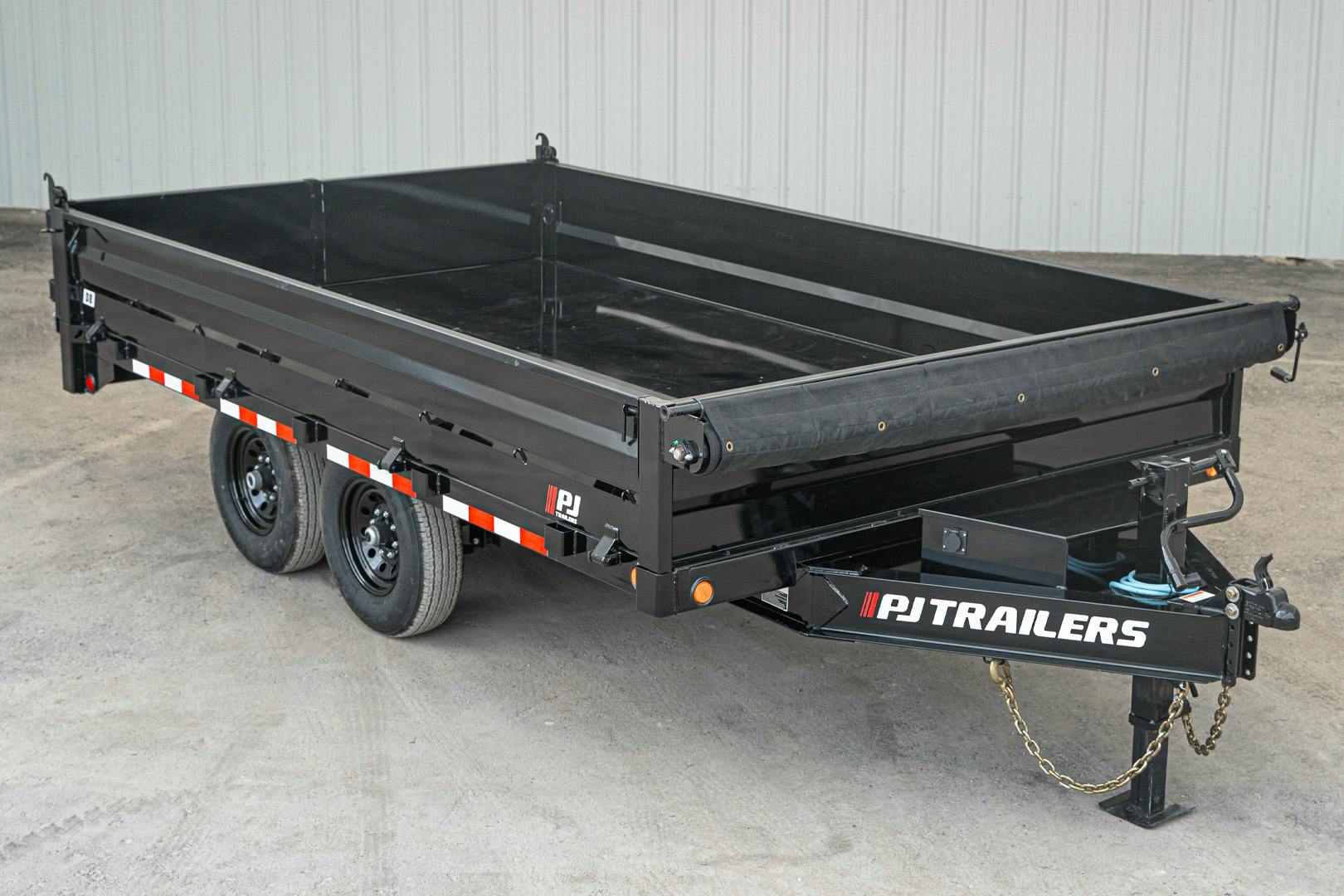 PJ Trailers 14'x96" Deckover Dump Trailer w/ 19" Fold-down Sides (D8) - Stock #87937 - Image 1 of 26