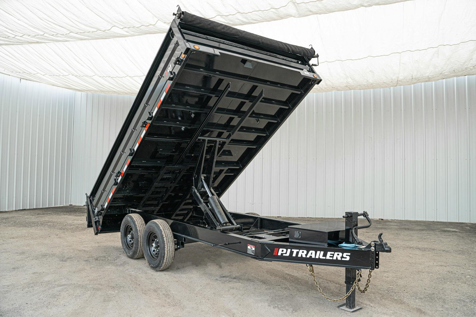 PJ Trailers 14'x96" Deckover Dump Trailer w/ 19" Fold-down Sides (D8) - Stock #87937 - Image 3 of 26