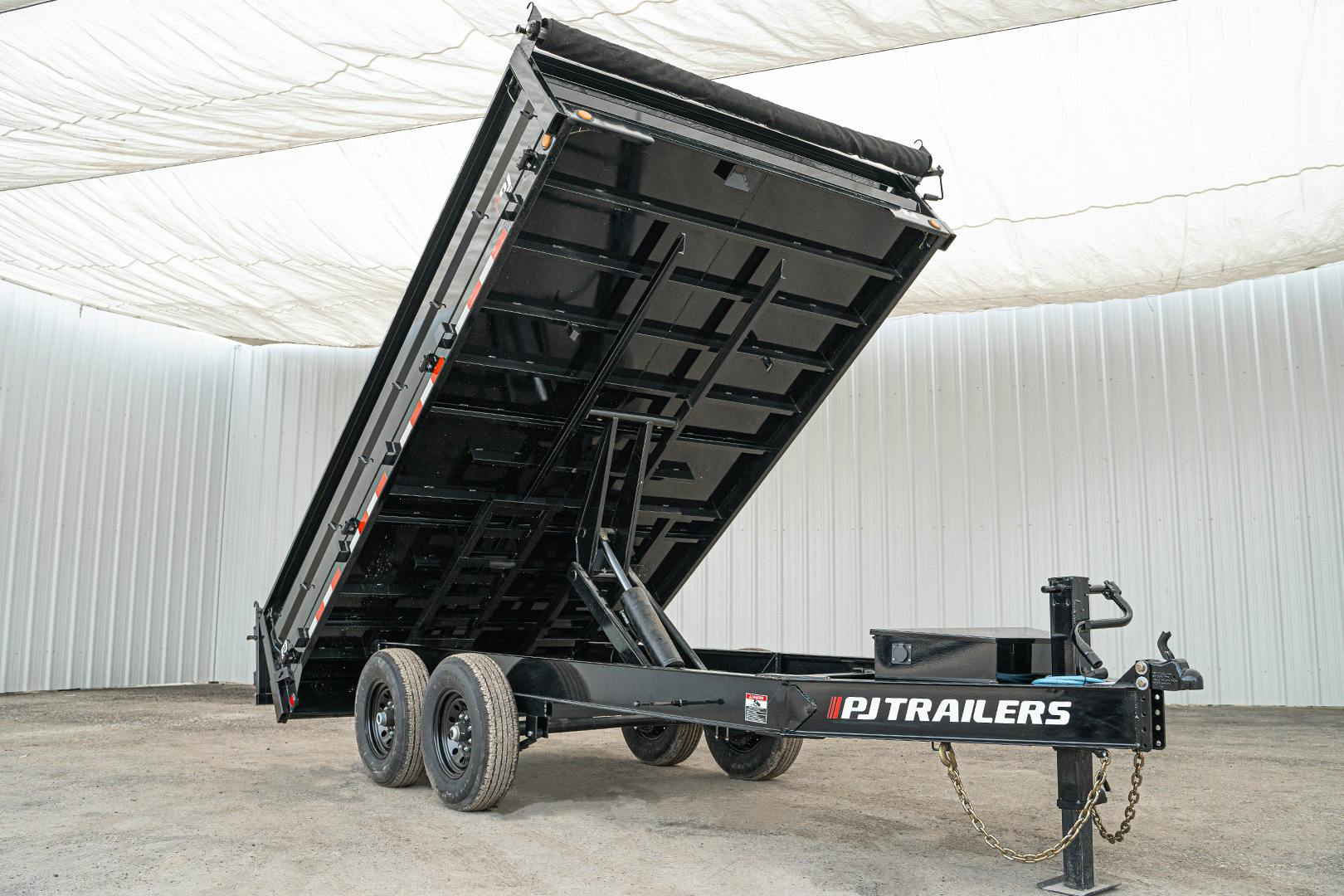 PJ Trailers 14'x96" Deckover Dump Trailer w/ 19" Fold-down Sides (D8) - Stock #87937 - Image 5 of 26