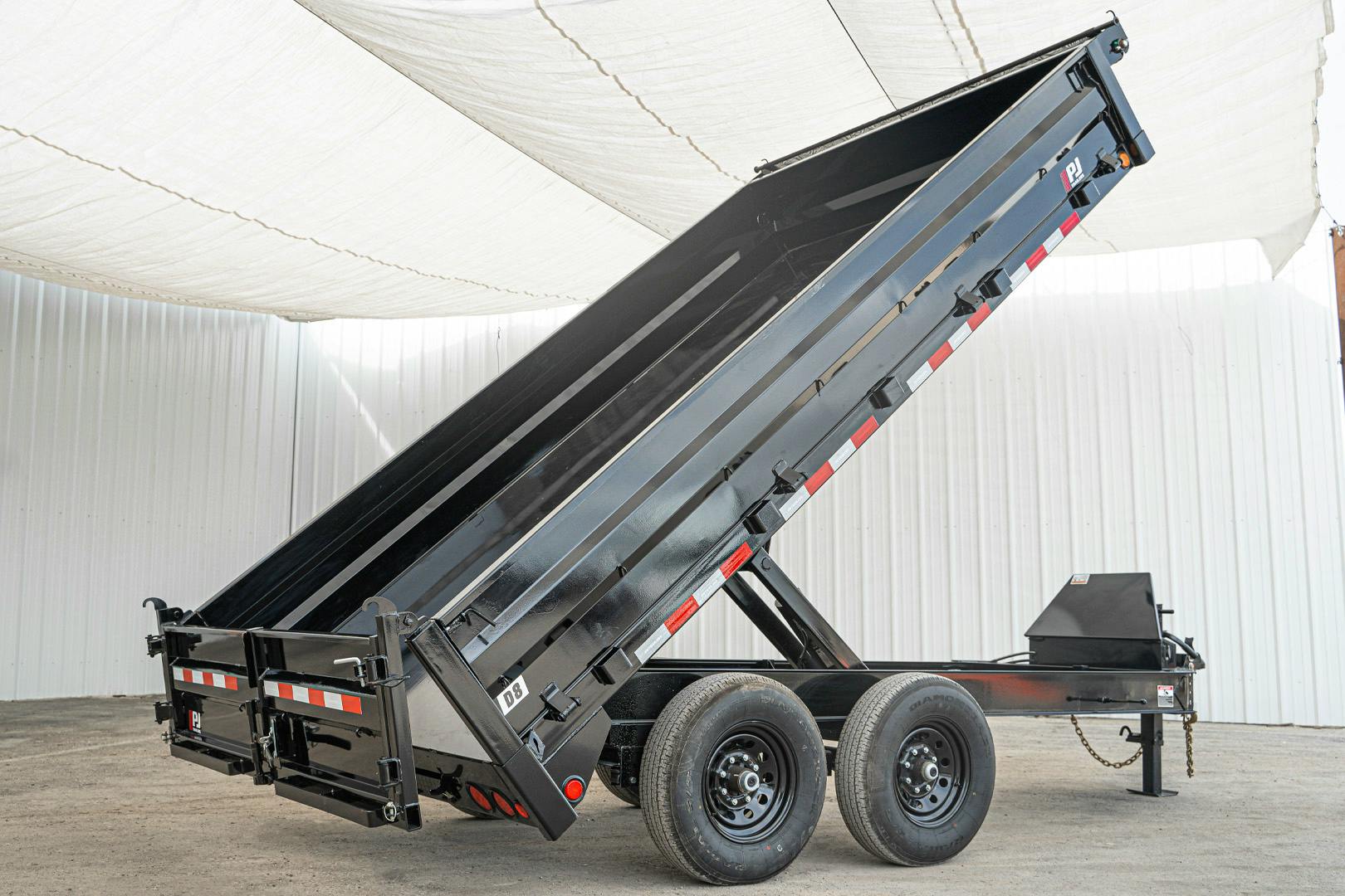 PJ Trailers 14'x96" Deckover Dump Trailer w/ 19" Fold-down Sides (D8) - Stock #87937 - Image 19 of 26
