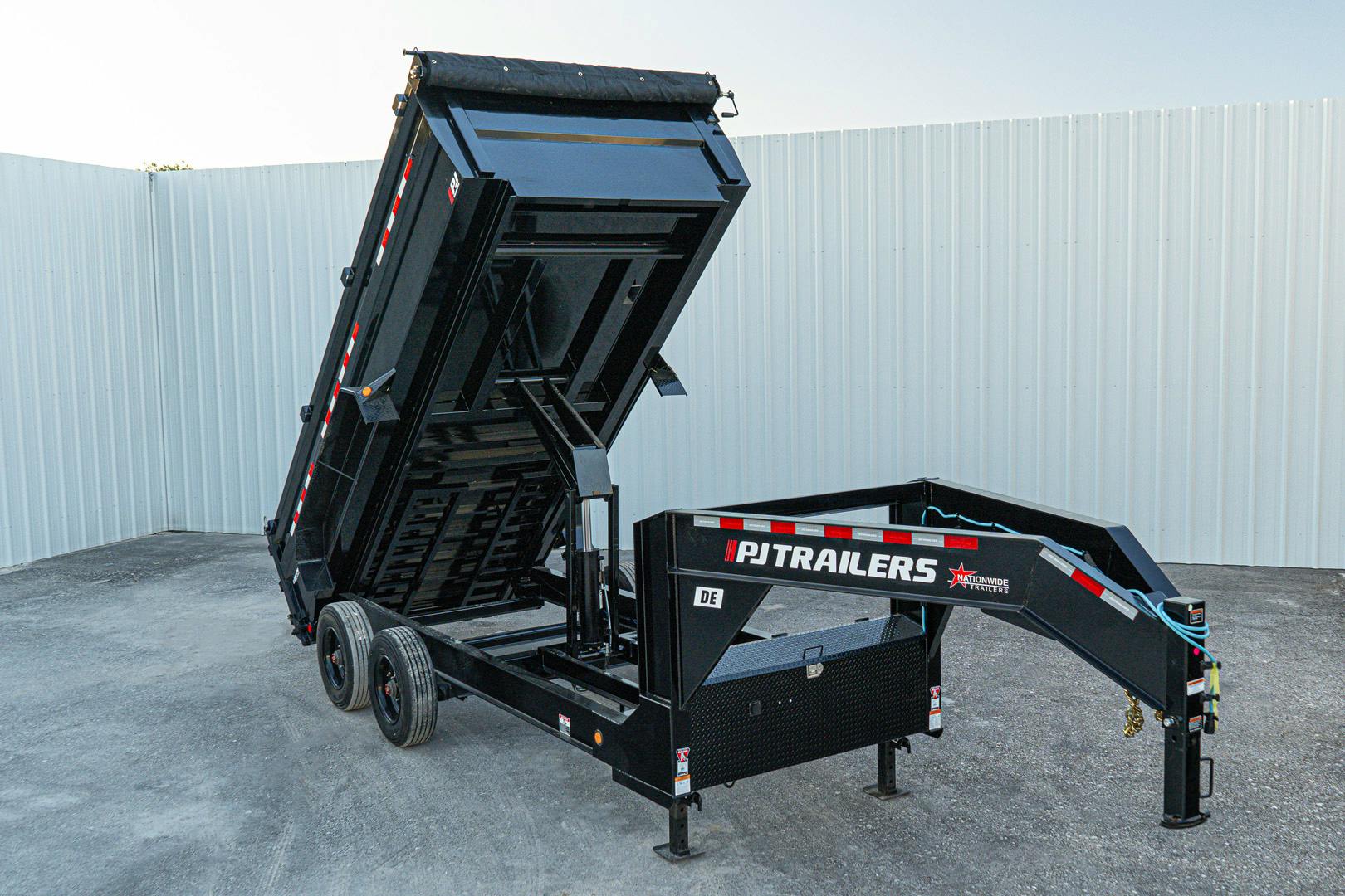 PJ Trailers 16'x83" Gooseneck HD Low Pro Dump Trailer w/ 3' Sides (DE) - Stock #87985 - Image 1 of 32
