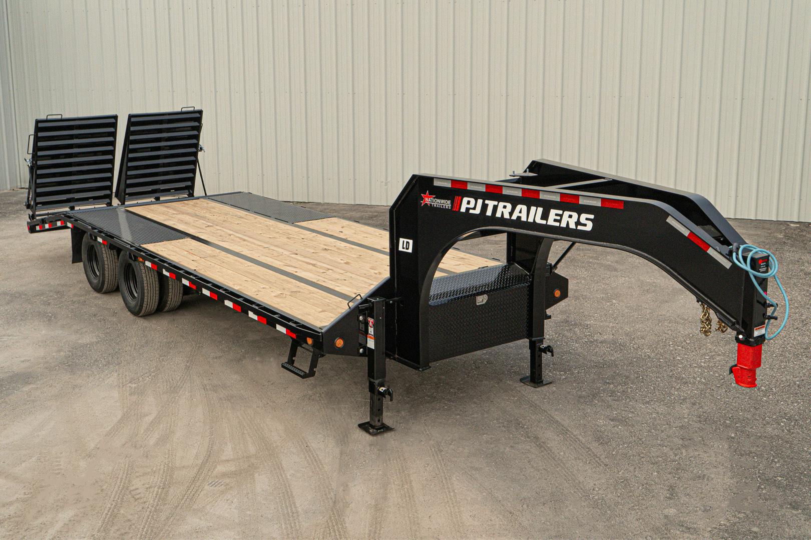 PJ Trailers 25'x102" Gooseneck Low Pro Flatbed Trailer w/ Duals (LD) - Stock #88173 - Image 1 of 28