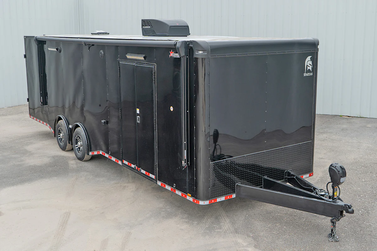 Spartan 8.5'x28' Enclosed Race Trailer w/ Rear Ramp Door (CR) - Stock #88528 - Image 1 of 36 Spartan 8.5'x28' Enclosed Race Trailer w/ Rear Ramp Door (CR) - Stock #88528 - Image 1 of 36