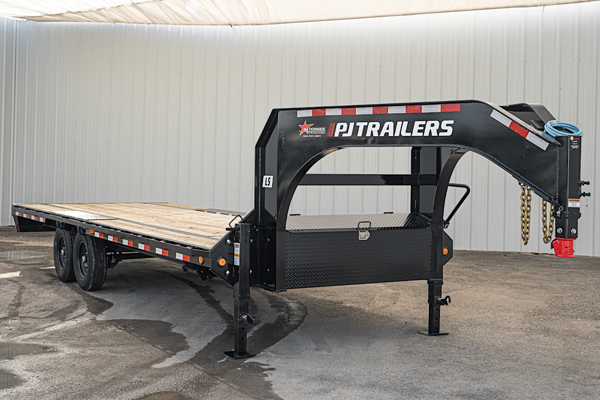 PJ Trailers 24'x102" Gooseneck Low Pro Flatbed Trailer w/ Singles (LS) - Stock #88575 - Image 1 of 17 PJ Trailers 24'x102" Gooseneck Low Pro Flatbed Trailer w/ Singles (LS) - Stock #88575 - Image 1 of 17