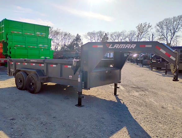 Lamar USED 14'x83" Gooseneck Dump Trailer - Stock #88649 - Image 2 of 5