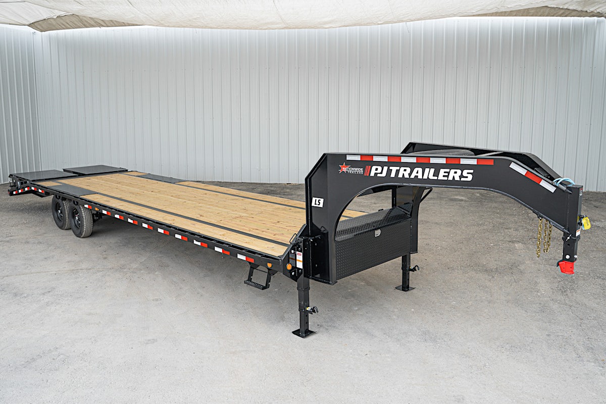 PJ Trailers 30'x102" Gooseneck Low Pro Flatbed Trailer w/ Singles (LS) - Stock #88893 - Image 1 of 17 PJ Trailers 30'x102" Gooseneck Low Pro Flatbed Trailer w/ Singles (LS) - Stock #88893 - Image 1 of 17