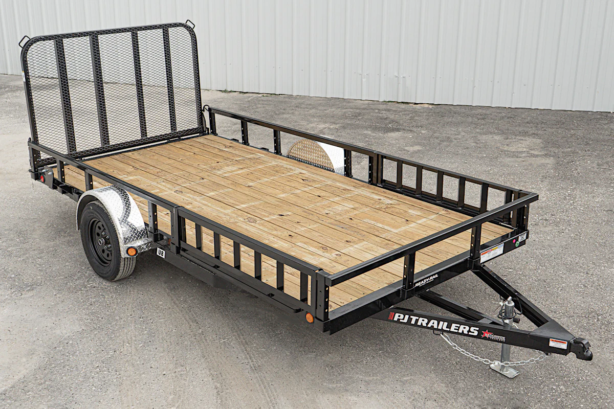 PJ Trailers 14'x83" Single Axle 4" Channel Utility Trailer (U8) - Stock #89125 - Image 1 of 19 PJ Trailers 14'x83" Single Axle 4" Channel Utility Trailer (U8) - Stock #89125 - Image 1 of 19