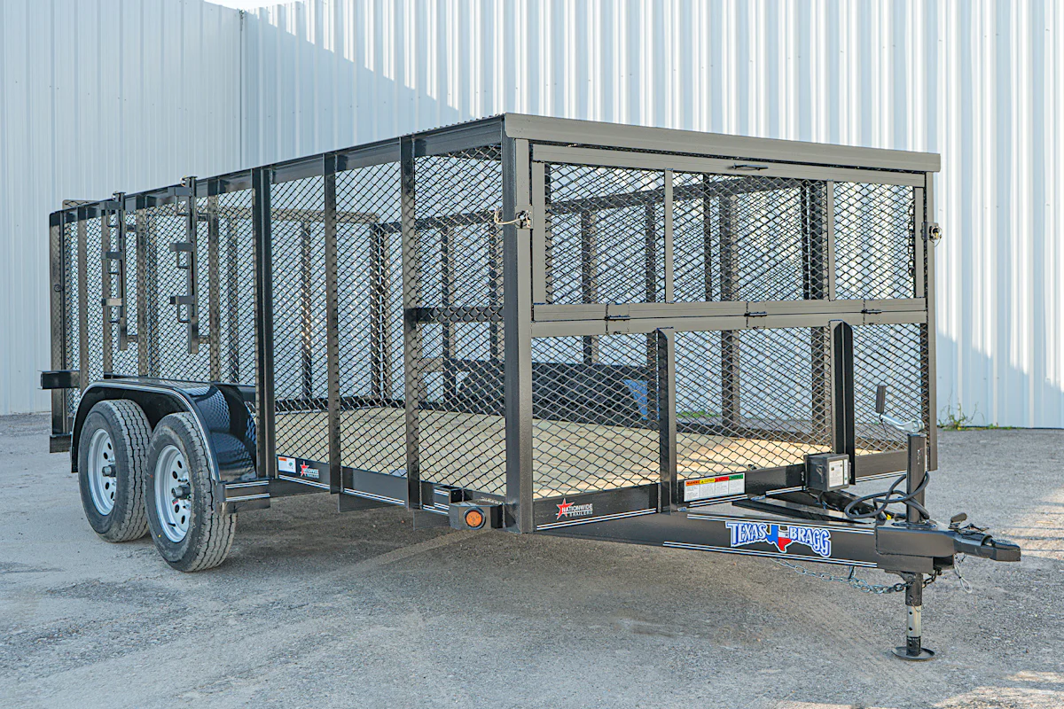 Texas Bragg 14'x83" Landscape Trailer w/ 4' Sides & 4' Gate (L2) - Stock #89404 - Image 2 of 10 Texas Bragg 14'x83" Landscape Trailer w/ 4' Sides & 4' Gate (L2) - Stock #89404 - Image 2 of 10