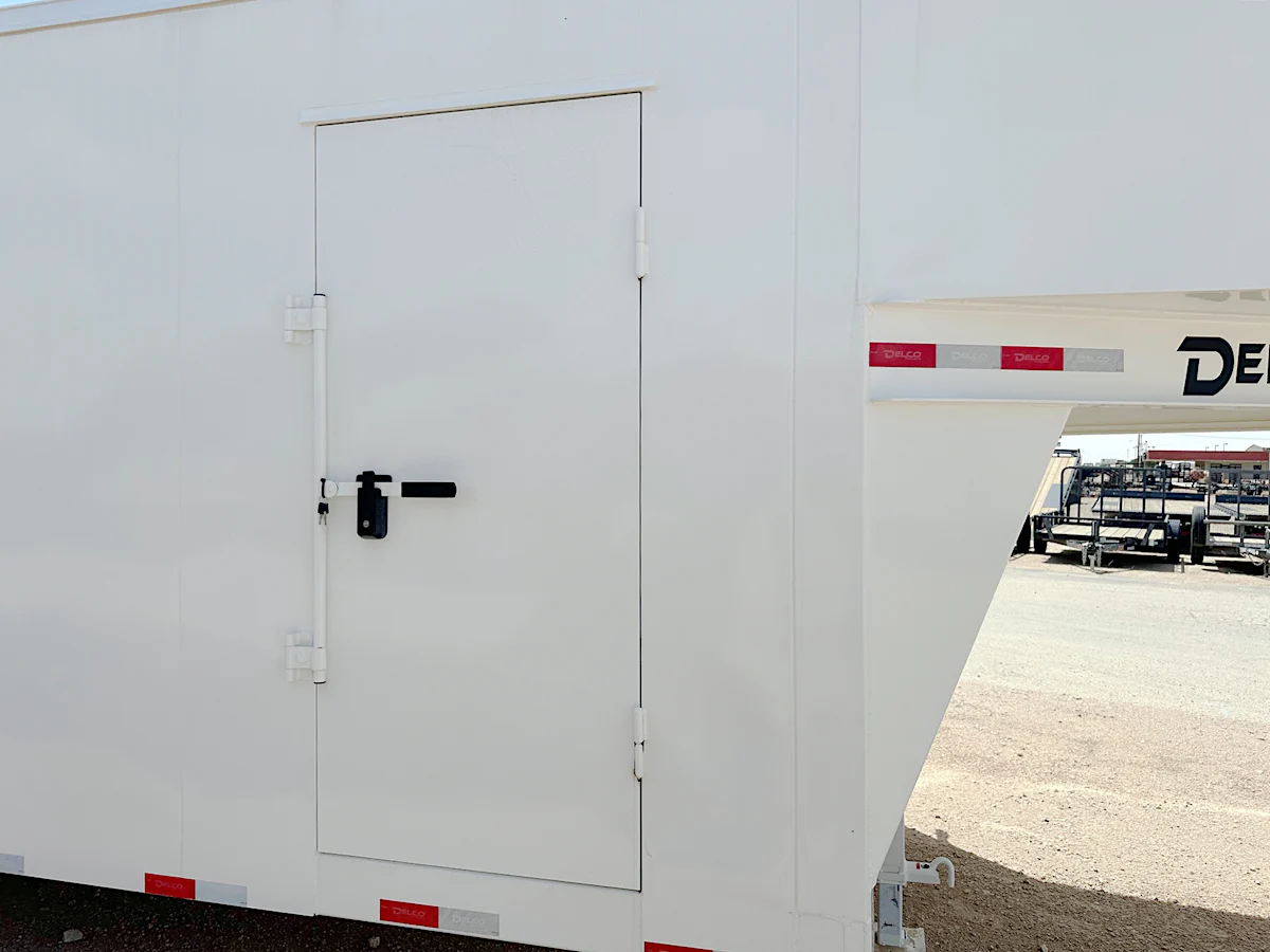 Delco 8'x24' Gooseneck Steel Cargo Trailer w/ Rear Barn Doors - Stock #89564 - Image 12 of 13 Delco 8'x24' Gooseneck Steel Cargo Trailer w/ Rear Barn Doors - Stock #89564 - Image 12 of 13