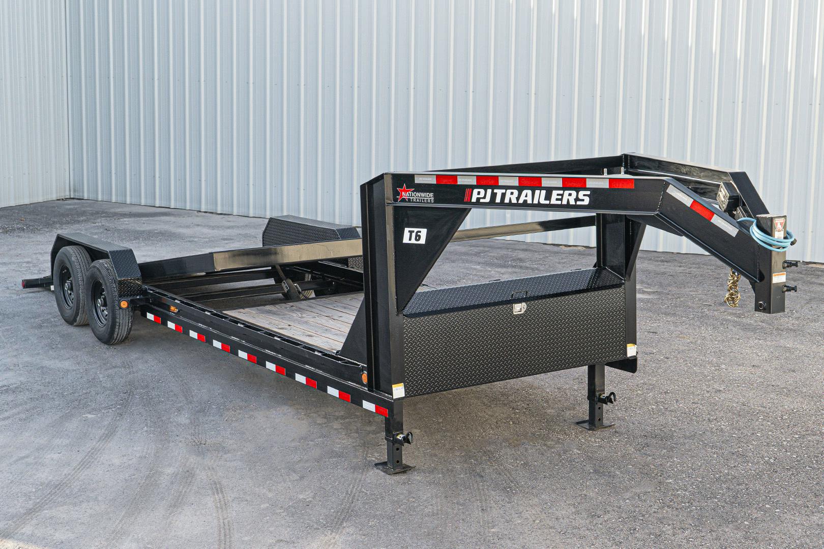 PJ Trailers 24'x82" Gooseneck 6" Channel Equipment Gravity Tilt Trailer (T6) - Stock #89665 - Image 1 of 21