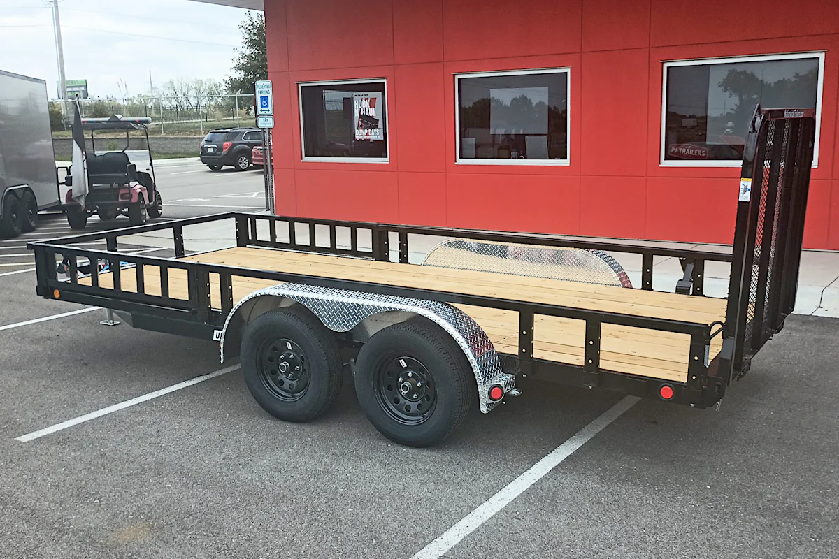 PJ Trailers 16'x77" Tandem Axle 4" Channel Utility Trailer (UK) - Stock #89800 - Image 5 of 7 PJ Trailers 16'x77" Tandem Axle 4" Channel Utility Trailer (UK) - Stock #89800 - Image 5 of 7