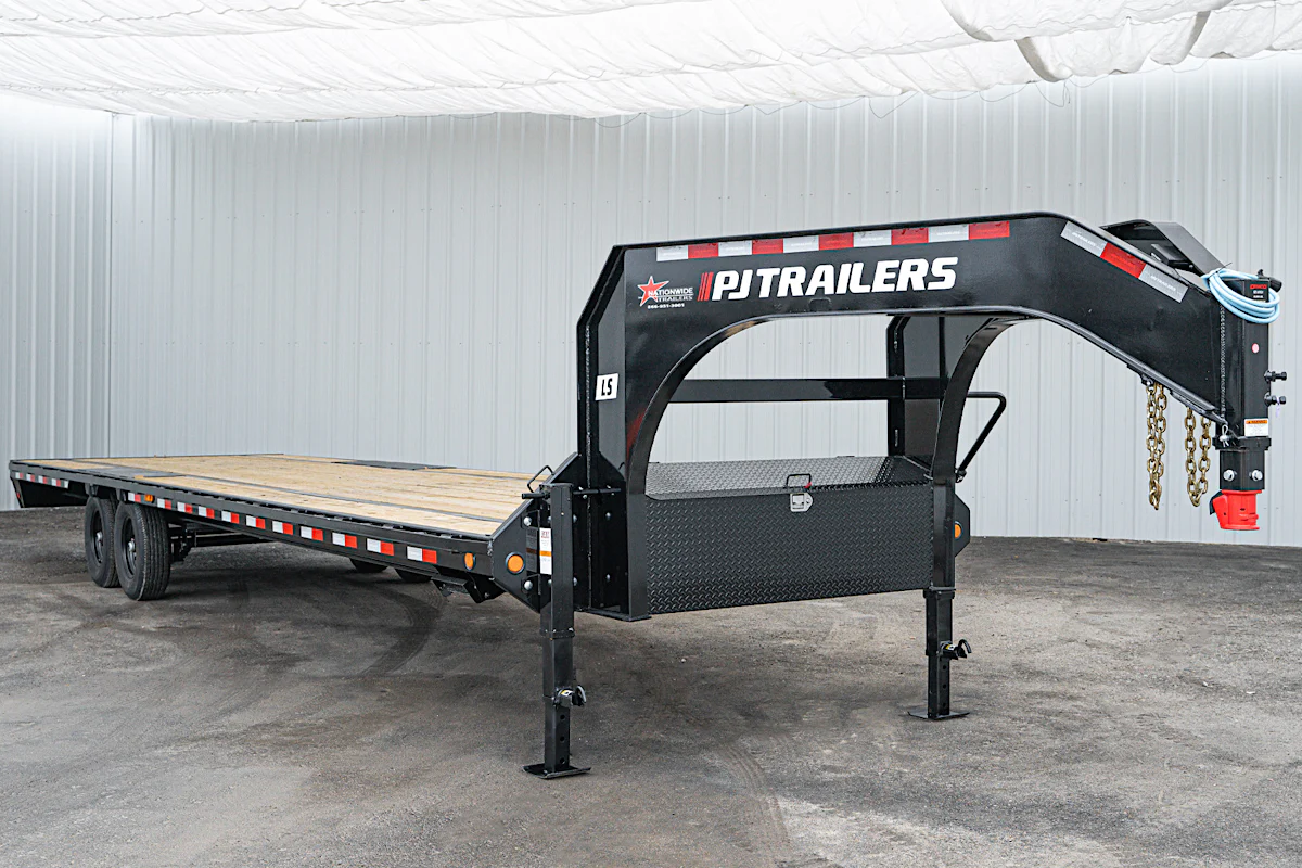PJ Trailers 32'x102" Gooseneck Low Pro Flatbed Trailer w/ Singles (LS) - Stock #89825 - Image 2 of 16 PJ Trailers 32'x102" Gooseneck Low Pro Flatbed Trailer w/ Singles (LS) - Stock #89825 - Image 2 of 16