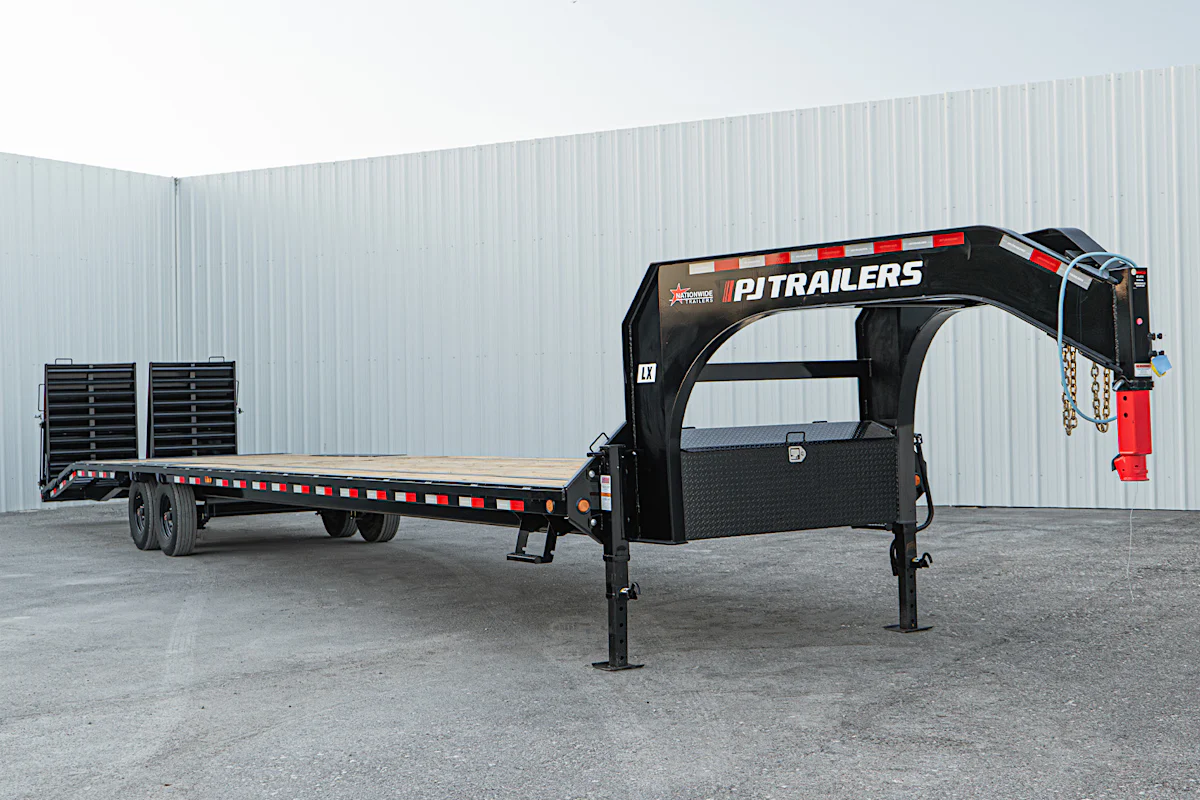 PJ Trailers 40'x102" 18k Gooseneck Flatbed Trailer w/ Singles (LX) - Stock #89930 - Image 5 of 27 PJ Trailers 40'x102" 18k Gooseneck Flatbed Trailer w/ Singles (LX) - Stock #89930 - Image 5 of 27