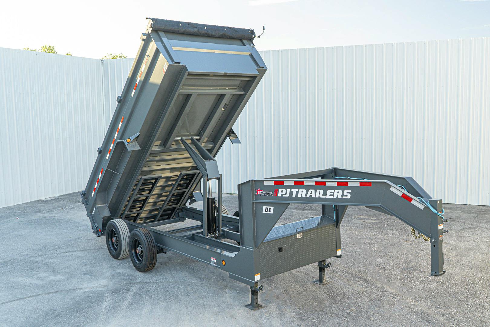PJ Trailers 16'x83" Gooseneck HD Low Pro Dump Trailer w/ 3' Sides (DE) - Stock #90043 - Image 1 of 32