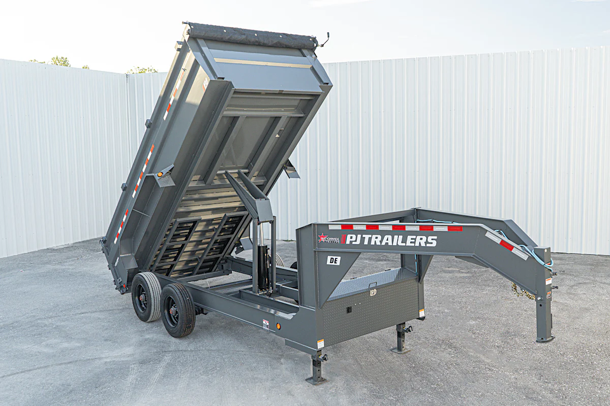 PJ Trailers 16'x83" Gooseneck HD Low Pro Dump Trailer w/ 3' Sides (DE) - Stock #90043 - Image 1 of 32 PJ Trailers 16'x83" Gooseneck HD Low Pro Dump Trailer w/ 3' Sides (DE) - Stock #90043 - Image 1 of 32